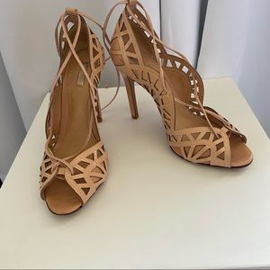 SCHUTZ NUDE ANKLE WRAP HEELS